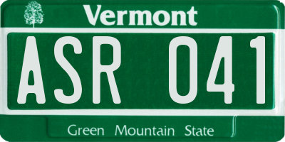 VT license plate ASR041