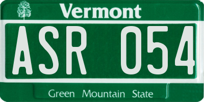 VT license plate ASR054
