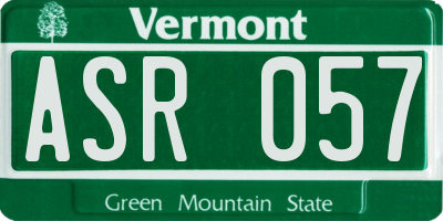 VT license plate ASR057