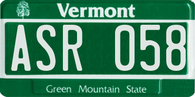 VT license plate ASR058