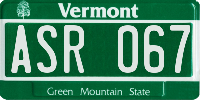 VT license plate ASR067