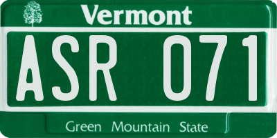 VT license plate ASR071