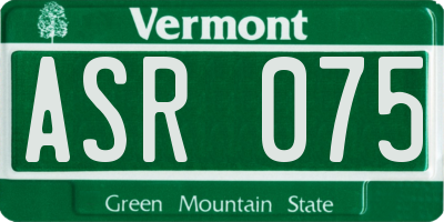 VT license plate ASR075
