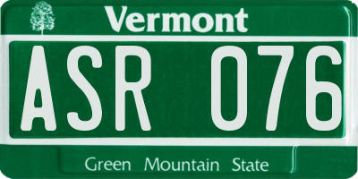 VT license plate ASR076