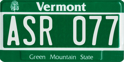 VT license plate ASR077