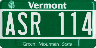 VT license plate ASR114