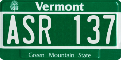VT license plate ASR137