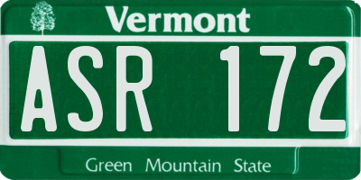 VT license plate ASR172
