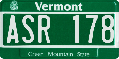 VT license plate ASR178