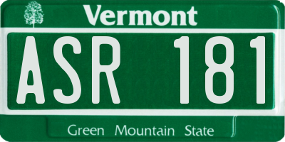 VT license plate ASR181