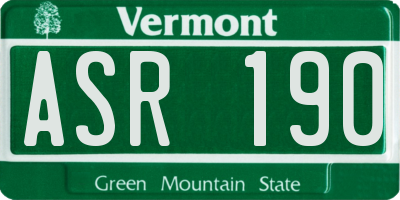 VT license plate ASR190