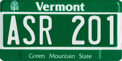 VT license plate ASR201