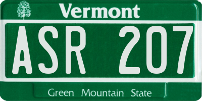 VT license plate ASR207