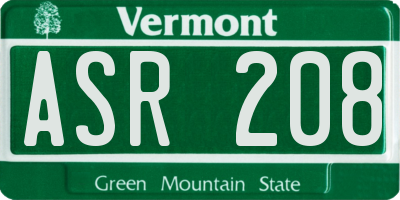 VT license plate ASR208