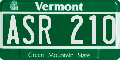 VT license plate ASR210
