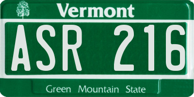 VT license plate ASR216