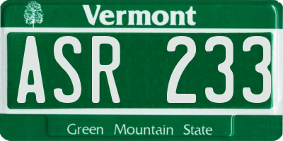 VT license plate ASR233