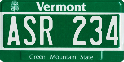 VT license plate ASR234