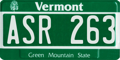 VT license plate ASR263