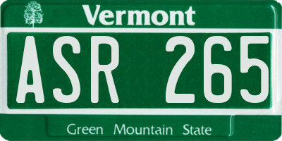 VT license plate ASR265