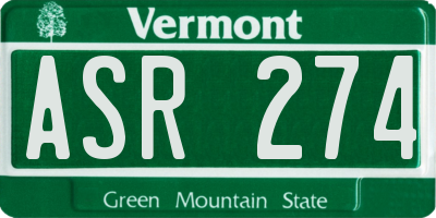 VT license plate ASR274