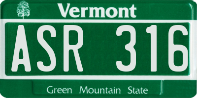 VT license plate ASR316