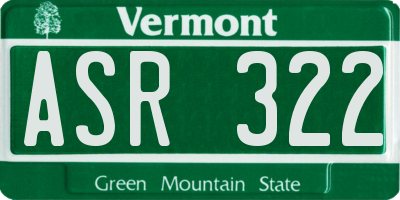 VT license plate ASR322