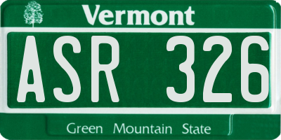VT license plate ASR326