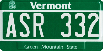 VT license plate ASR332
