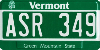 VT license plate ASR349