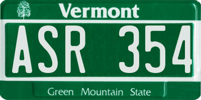 VT license plate ASR354