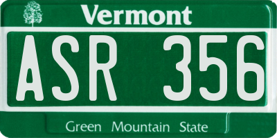 VT license plate ASR356
