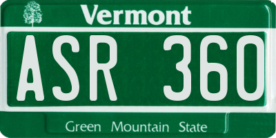 VT license plate ASR360