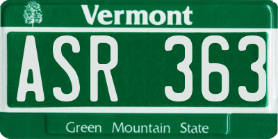 VT license plate ASR363