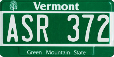 VT license plate ASR372