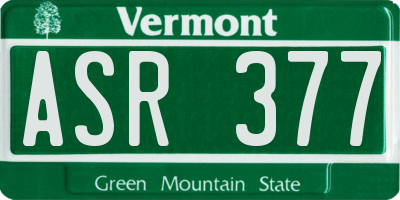 VT license plate ASR377