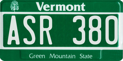 VT license plate ASR380