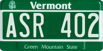 VT license plate ASR402