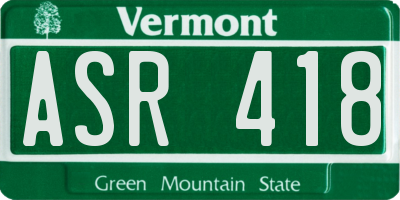 VT license plate ASR418
