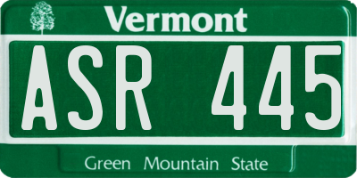 VT license plate ASR445