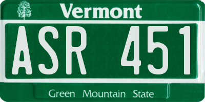 VT license plate ASR451
