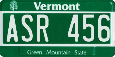 VT license plate ASR456