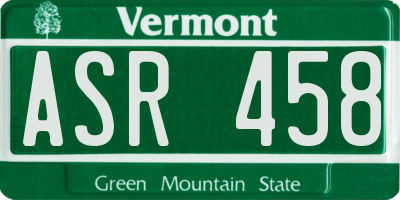 VT license plate ASR458