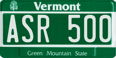 VT license plate ASR500