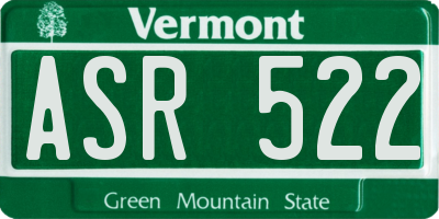VT license plate ASR522