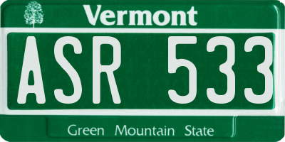 VT license plate ASR533