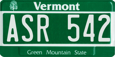 VT license plate ASR542