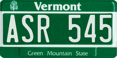 VT license plate ASR545