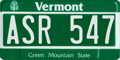 VT license plate ASR547
