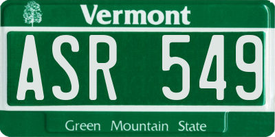 VT license plate ASR549